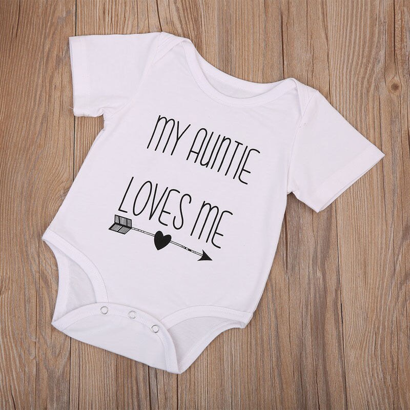 My Auntie Love Me Baby Boy Girls Bodysuit Jumpsuit Cotton Clothes Short Sleeve Outfits Casual Clothes