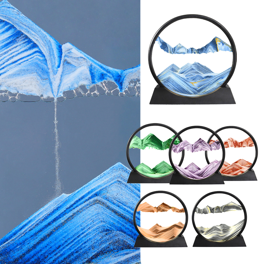 3D Glass Sandscape Hourglass In Motion Moving Sand Frame Art Painting Picture Display Flowing Hourglass Sand Timer