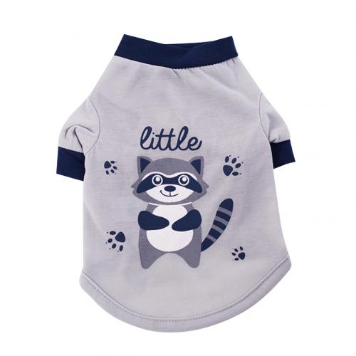 Été animal de compagnie chien chat vêtements dessin animé raton laveur impression respirant avant-jambes T-Shirt haut gilet petit chien chemise Yorkies Chihuahua vêtements: Light Gray / S