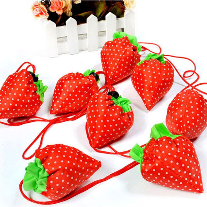 Eco Storage Handbag Strawberry Grapes Pineapple Foldable Shopping Bags Reusable Folding Grocery Nylon Large Bag Random Color