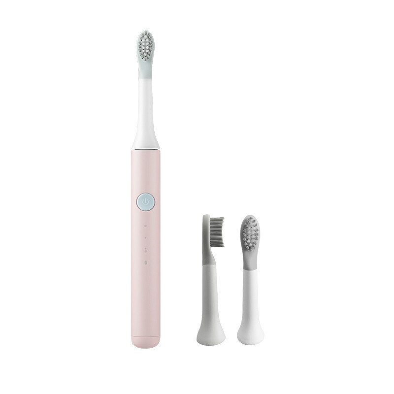 Sonic Electric Toothbrush Rechargeable Automatic Electric Tooth Brush Waterproof 3 Mode Travel Toothbrush with Brush Head: pink add 2 heads