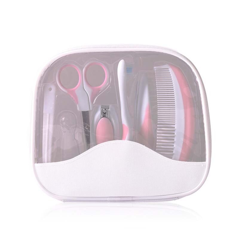 7 stk/sæt babypleje manicure sæt baby sundhedspleje speciel negleklipper kam tandbørste værktøj nyfødt sikkerhedspleje: Lyserød