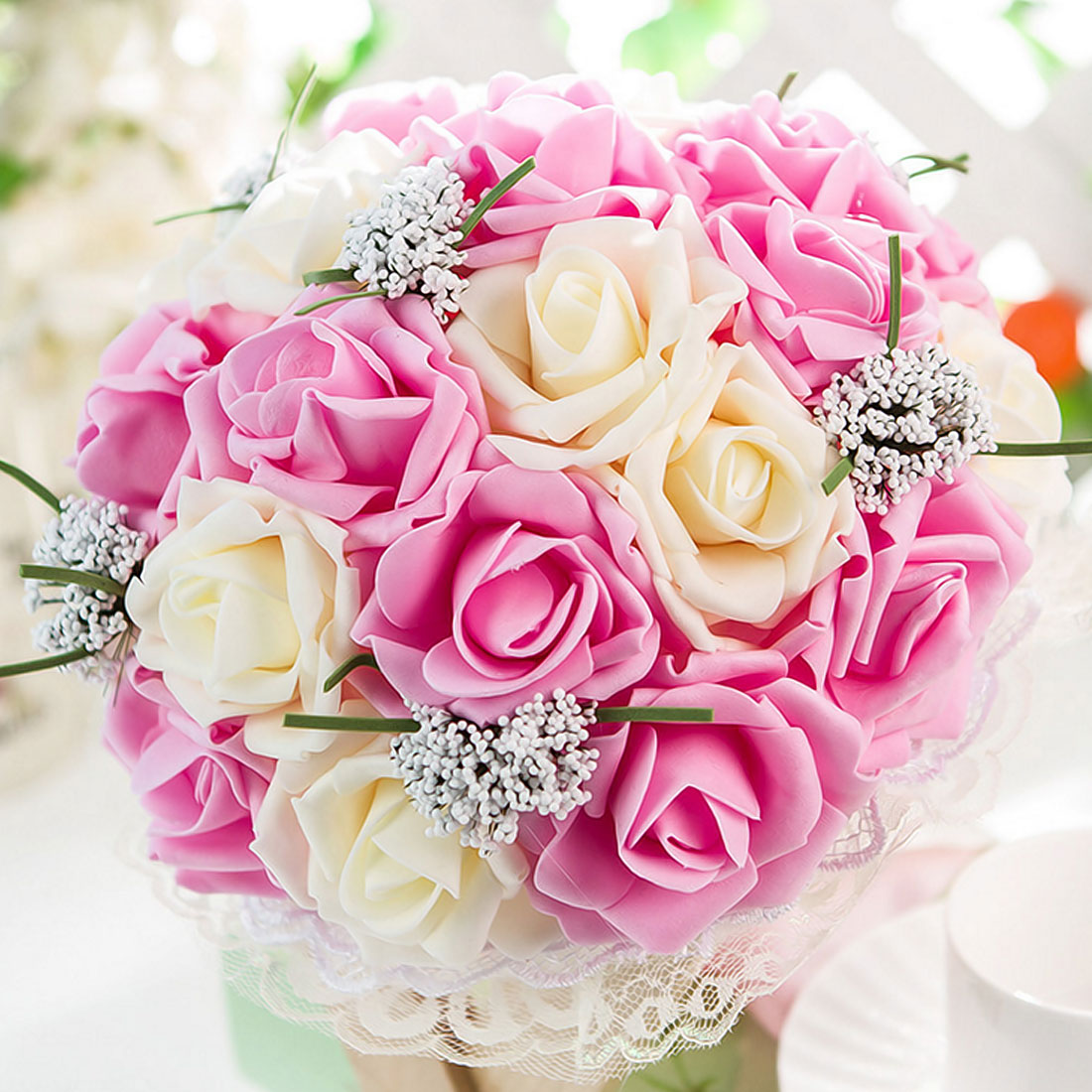 10 Heads 7CM Artificial Rose Flowers Wedding Bride Bouquet PE Foam DIY Home Decor Rose Flowers Wedding Decoration 11 Colors