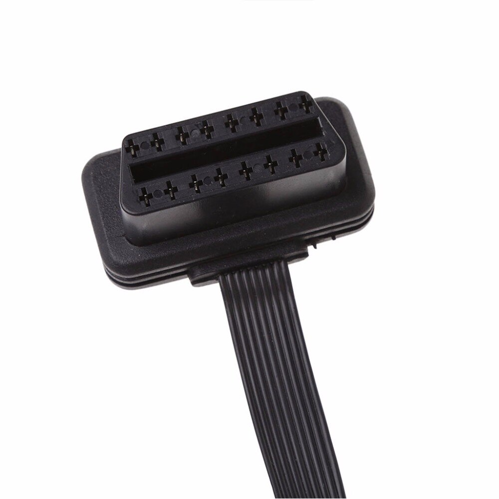 OOTDTY 30cm 16 Pin OBD2 Male To Double Female Splitter Flat Thin Y Connector Extension Cable Suit for OBD II port