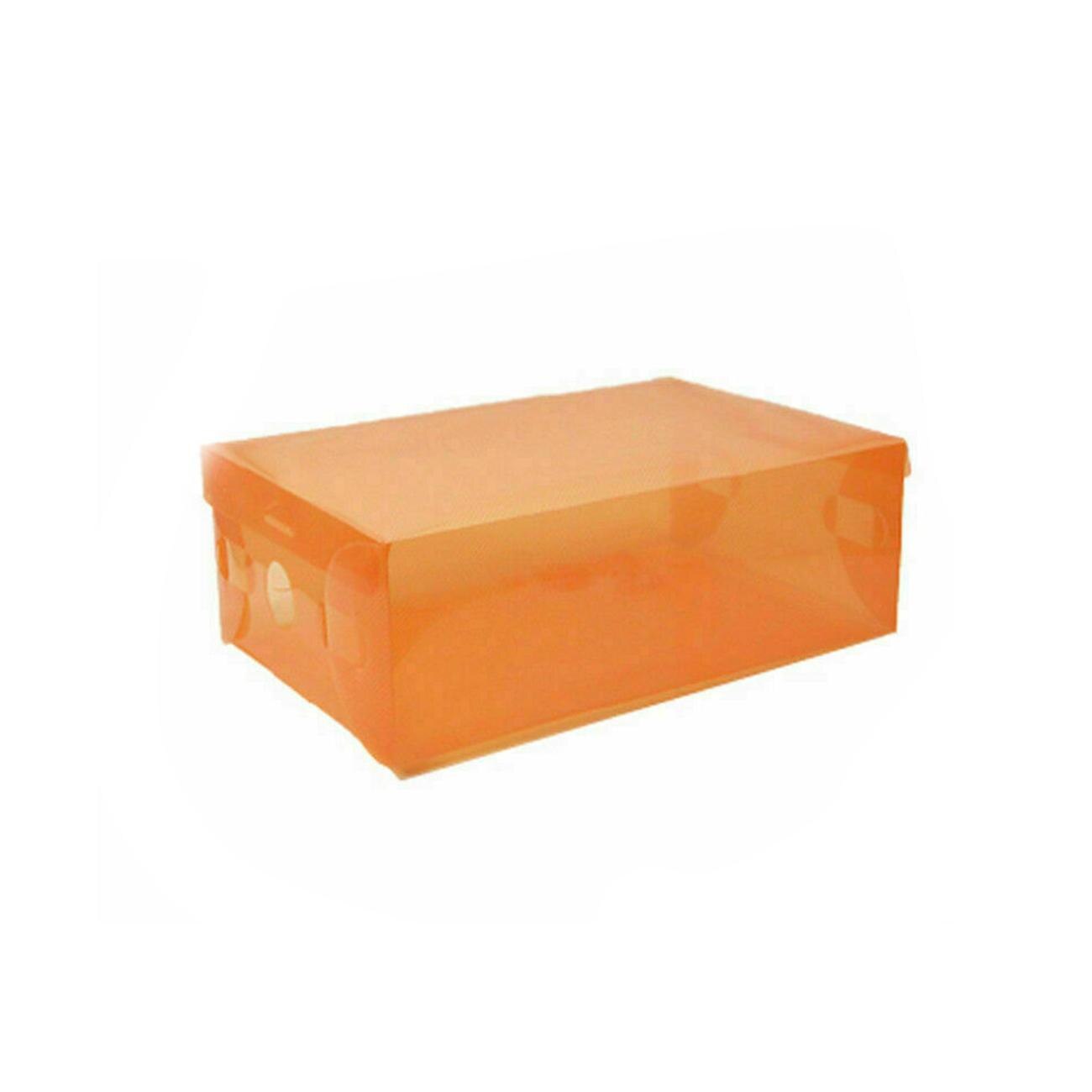 10 Uds. Caja organizadora de zapatos transparente caja de almacenamiento a prueba de polvo armario de zapatos superpuesto Clamshell organizador de zapatos Zapatero PVC: Naranja