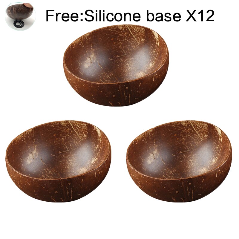 International Natural Natural Coconut Bowl, Coconut Spoon, Coconut Fork, Coconut Knife, Craft Decoration, for Food: 3bowl