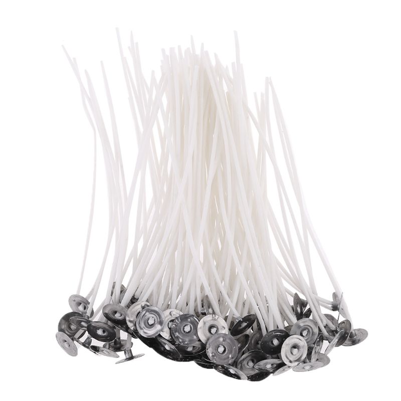 100Pcs Candle Wicks 12cm Cotton Core Pre Waxed With Sustainers For Candle Making
