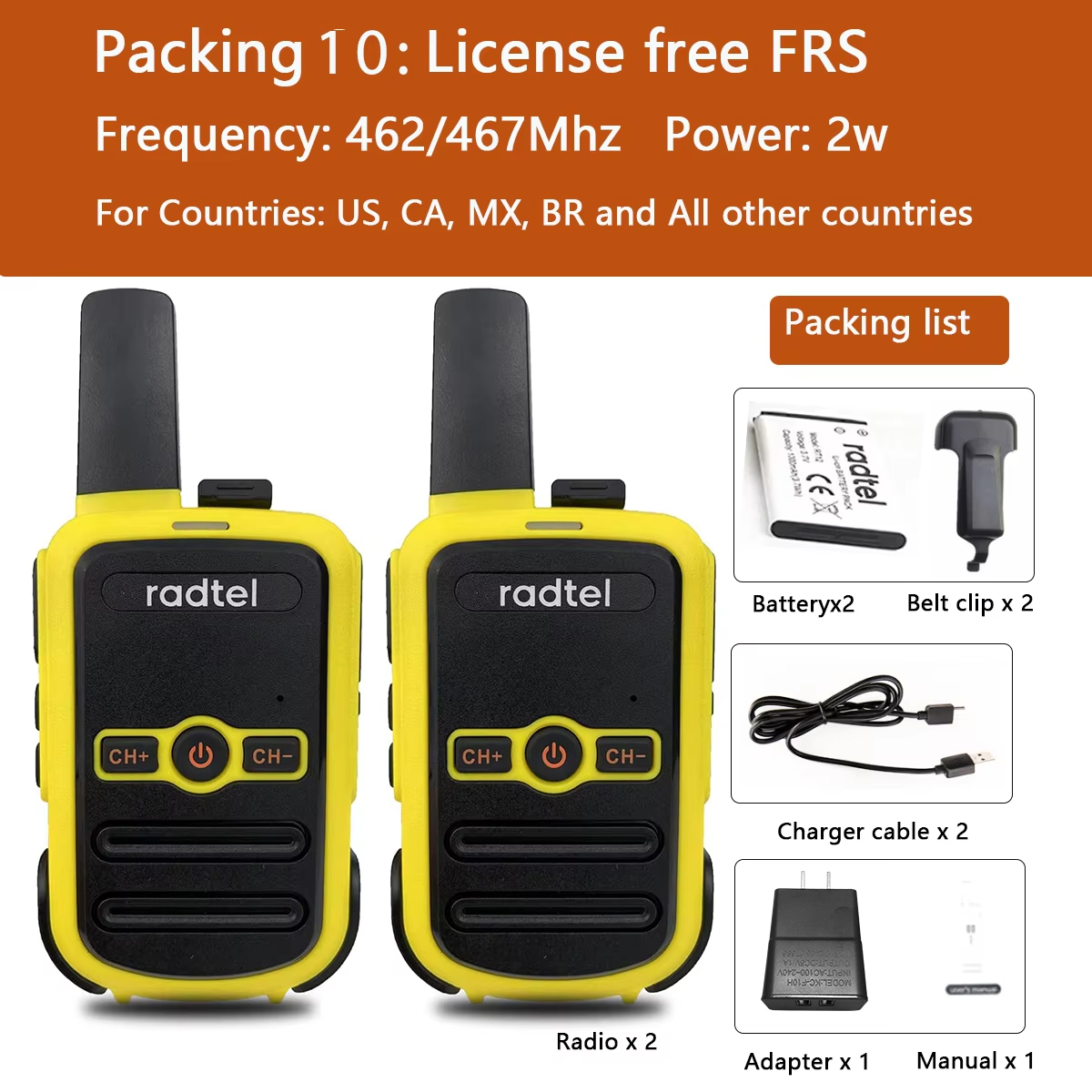 Mini walkie-talkie RT12, Radio de dos vías, comunicador FRS PMR radios, para Hotel y negocios, 1 o 2 uds.: Gris