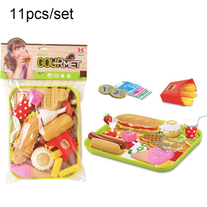 Jouets éducatifs de cuisine, nourriture artificielle pour enfant, ensemble de jeux de simulation, hamburger, dog, frites, fast food, restauration rapide,: 11pcs