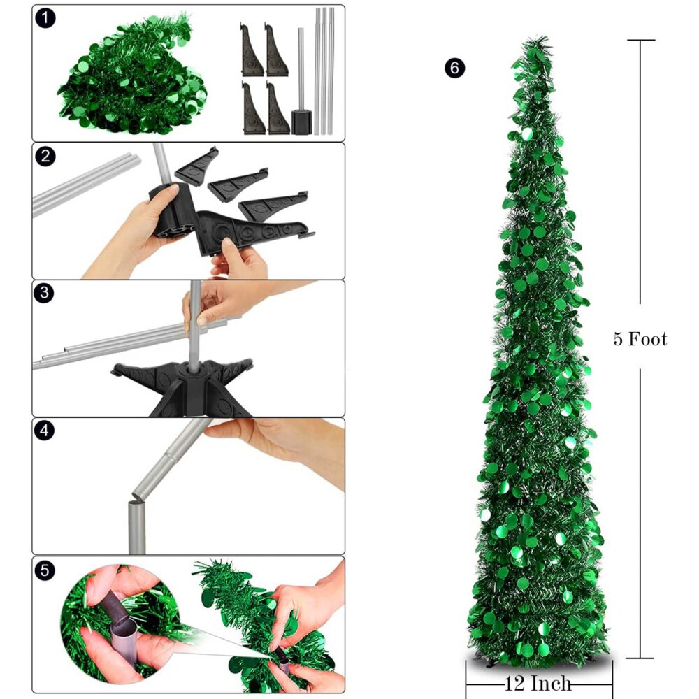 Grand arbre mince de noël pliable en PVC, fournitures de festival pour appartement, bureau, boutique, décoration de , de noël