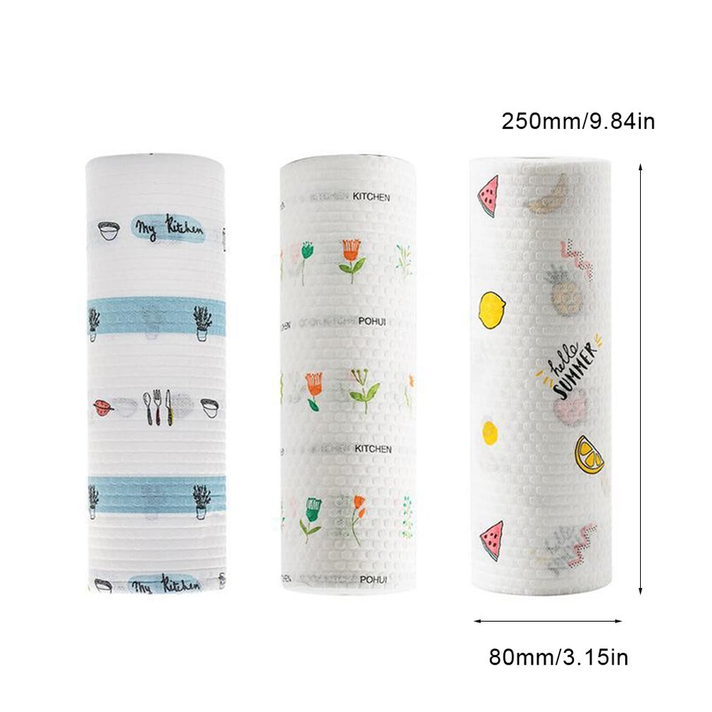 1 rolle 50 Blätter Einweg Gericht Tücher Putzlappen Trocken Nass Verwenden Küche Rolle Papier Reinigung Lappen Papier Hand Handtuch