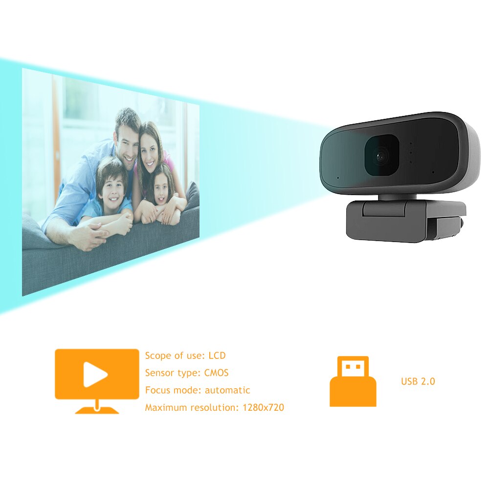 Cámara Web inteligente inalámbrica, Webcam de 720P con micrófono incorporado, WiFi, USB, para ordenadores de escritorio, PC, juegos, Cam para Windows y Android