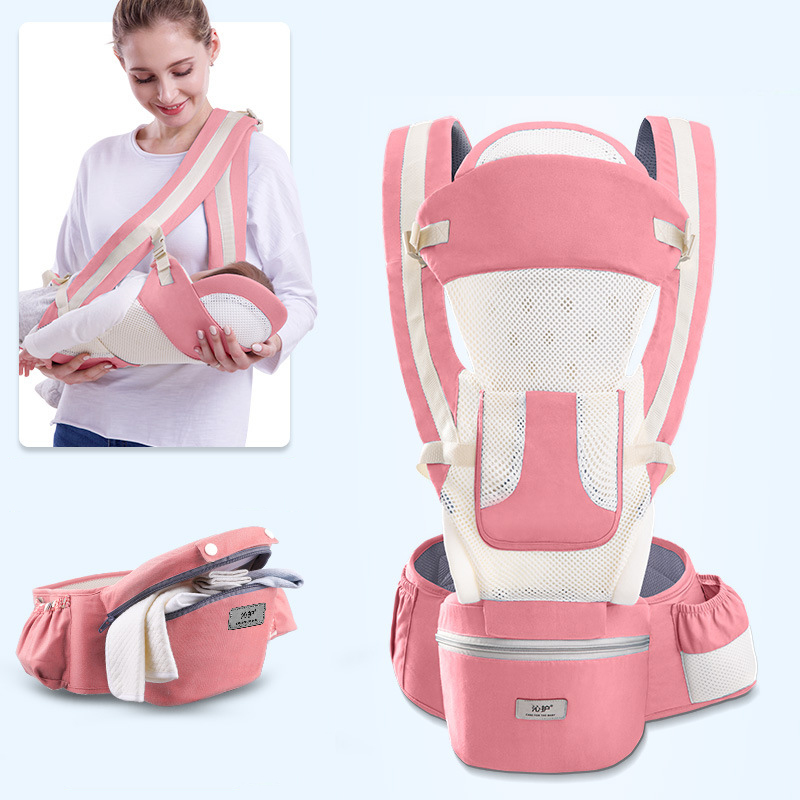 Portabebé ergonómico para bebé de 0 a 48 meses, porta bebés para bebé, cabestrillo para bebé 3 en 1, frontal, ergonómico, canguro, eslinga para llevar a bebé: Pink breathable
