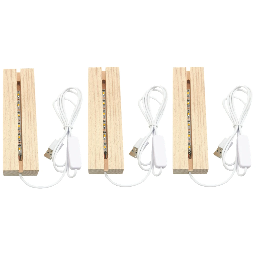 Rechthoek massief beukenhouten LED-basis voor harslamp Acrylglasplaatstandaard Houten lichtdisplaybasis DIY USB-nachtlampjebasis: Blauw