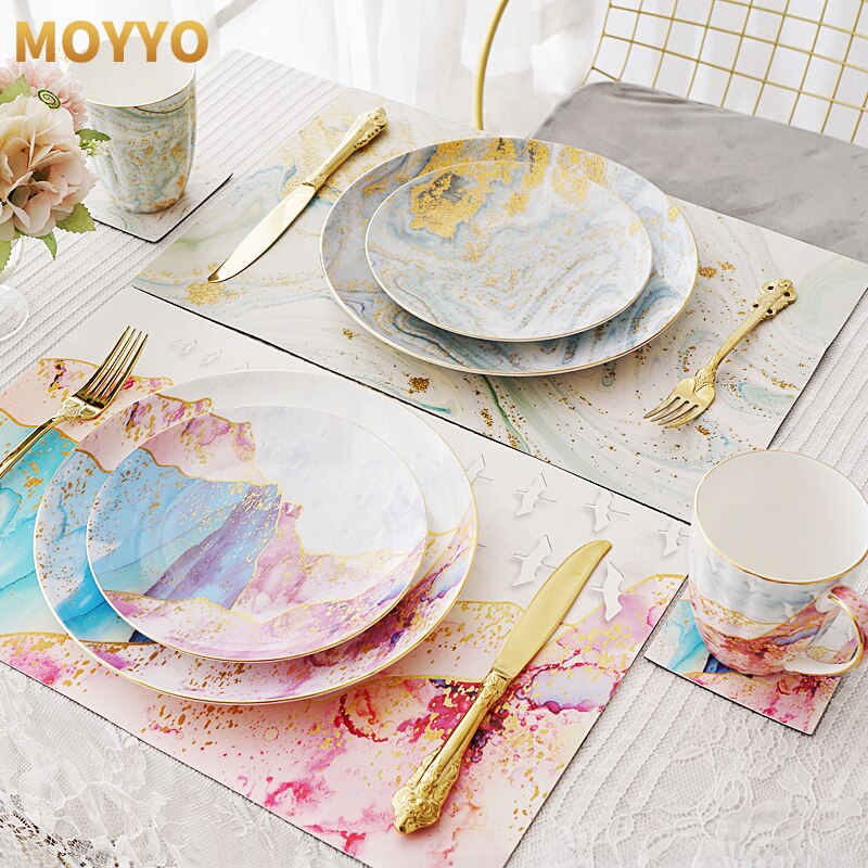 Bone China Dinner Plates 8“ And 10.5” Porcelain Dinnerware Original Creation Dishes and Plates Sets