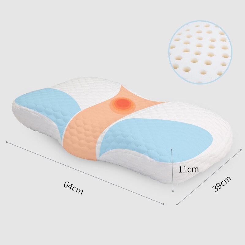 Natuurlijke-Latex-Kussen Voor Slapen Orthopedische Cervicale Ondersteuning Nekkussen Voor Slaapkamer Vlinder Vorm Bed Kussen Met Kussensloop: Default Title