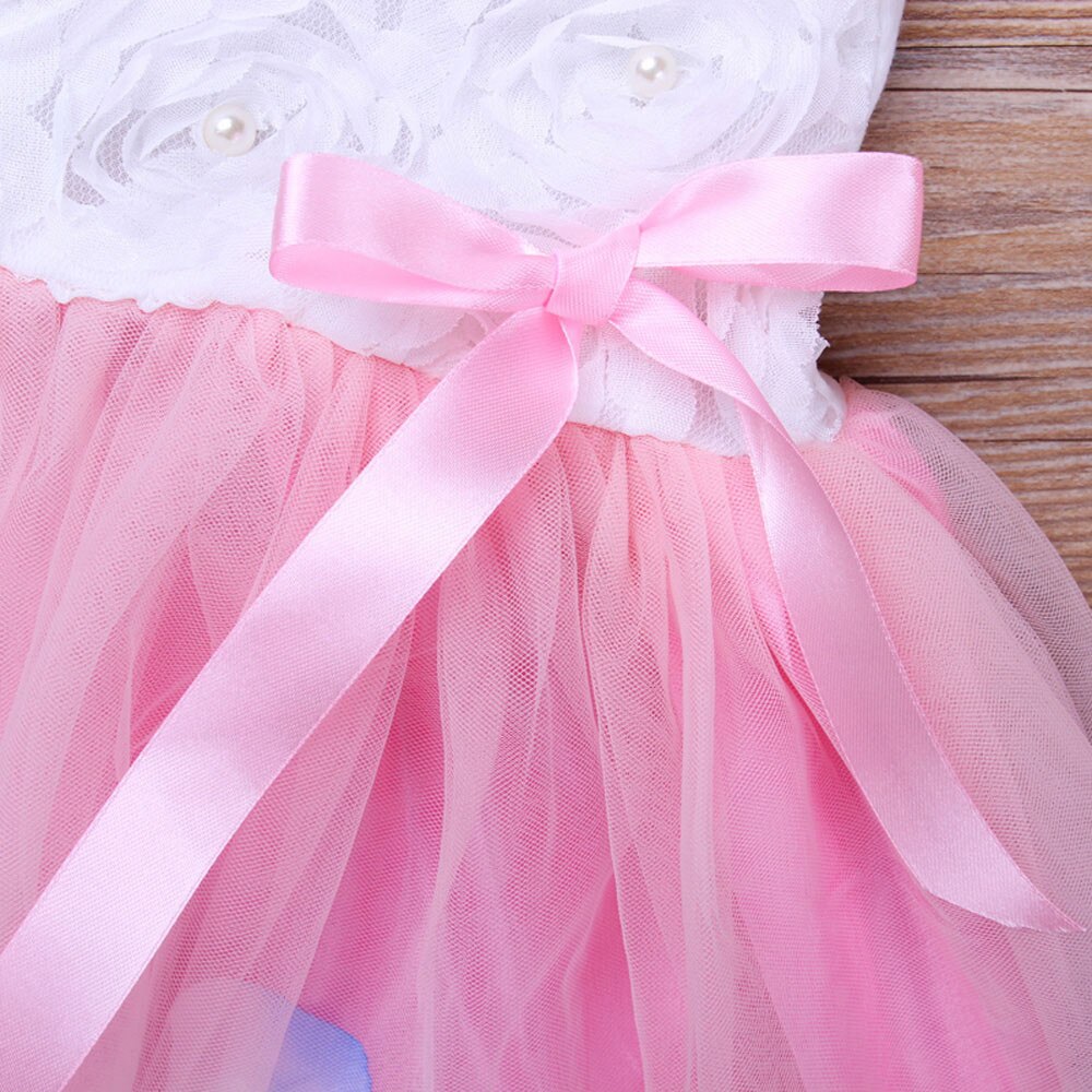 Småbørn spædbørn sløjfe tutu kronblade tyl kjoler baby piger blomster kjole outfits børn kjoler til piger tøj piger kjole pige