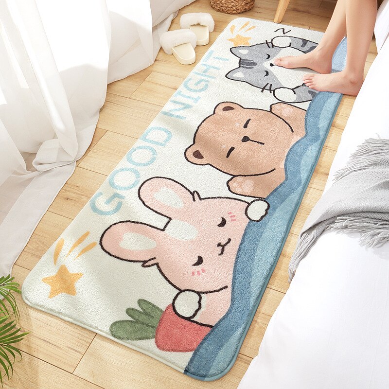 Lamb Wool Long Carpet Bedside Decorative Floor Mats Bedroom Rugs Super Soft Plush Foot Mat Absorbent Non-slip Bathroom Door Mat: 40x120cm / 06