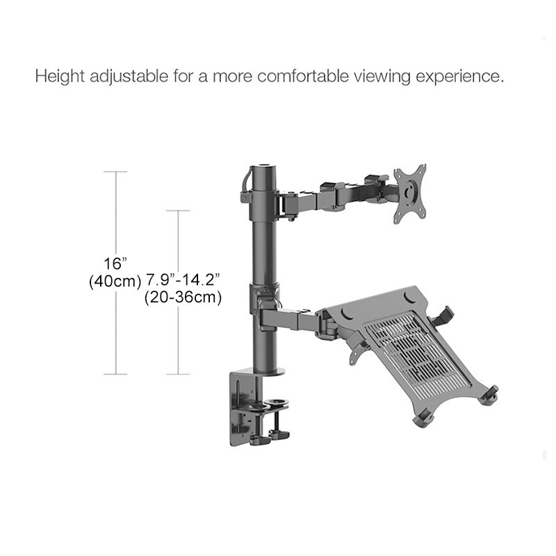 Dual Laptop &amp; Monitor Mount Notebook Houder Lcd-scherm Beugel Lcd Monitor Stand Past 10 &quot;-30&quot; Monitor &amp; 10 &quot;-17&quot; Laptop Belasting 10Kg