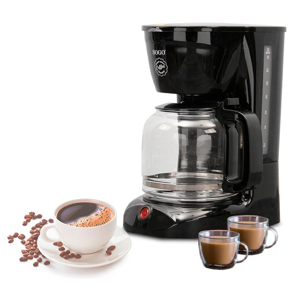 Cafetera automática goteo de Sogo, 15 tazas, , moderna, potente, rapida, portatil, 1,8L, luz, jarra, filtro, termostato, cafetera, cafeteras