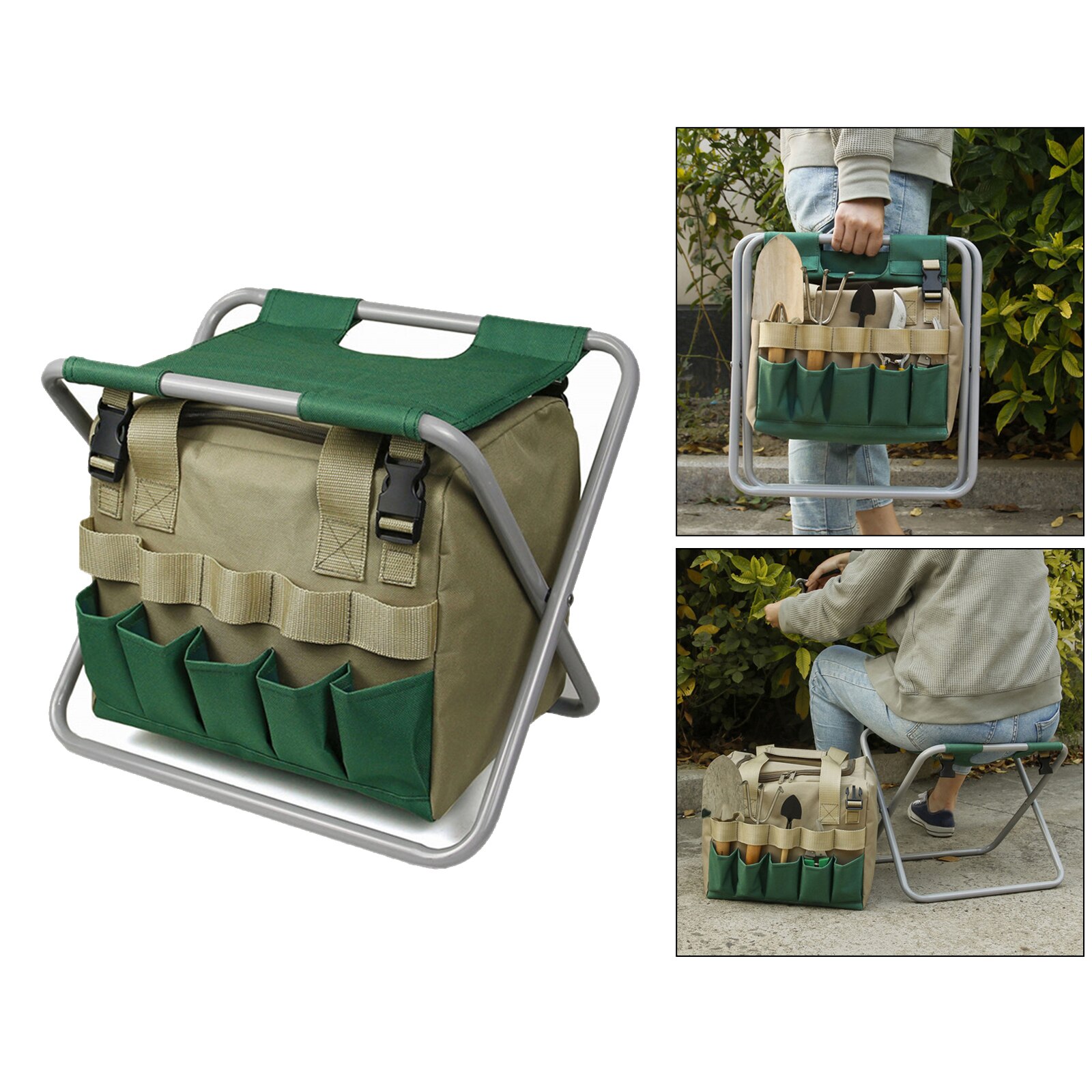 Garden Tools Set Organizer Garden Seat Folding Gardening Stool Chair Kneeler Gardener Bag Gardening Tools Set