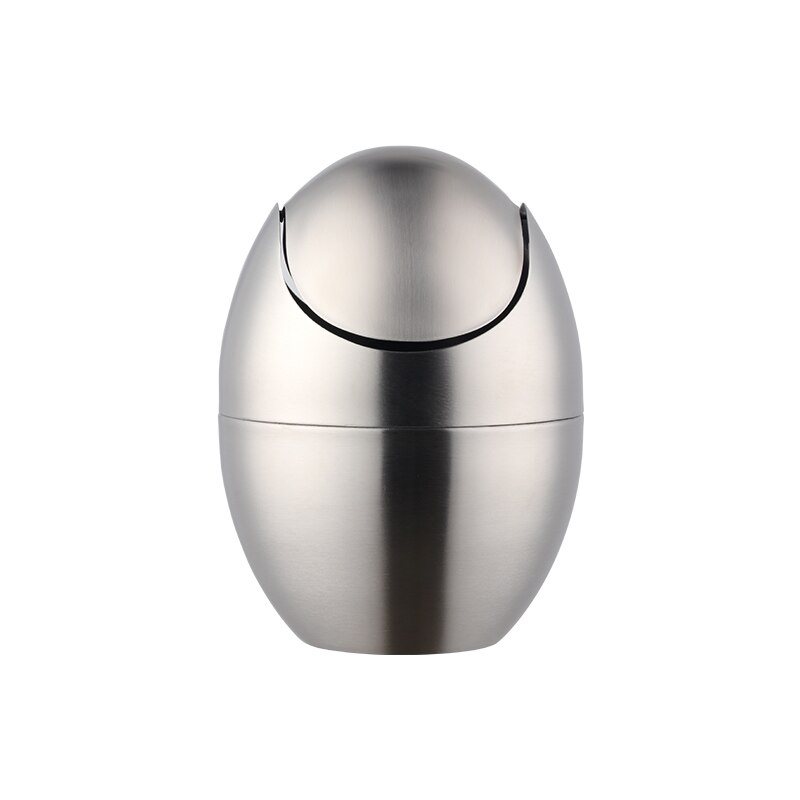 Mini papelera pequeña de escritorio, cubo de basura de acero inoxidable, mesa de oficina en casa, cubo de basura oscilante con tapa, 1 unidad: silver
