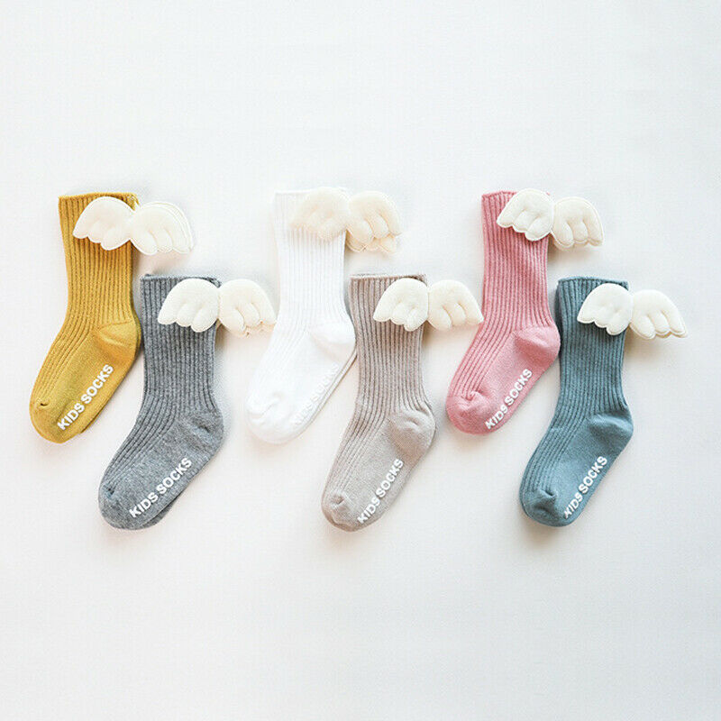 Kleinkind Baby Mädchen Socken Casual Baumwolle Lange Socken Knie Hohe Flügel für 0-5 Jahre