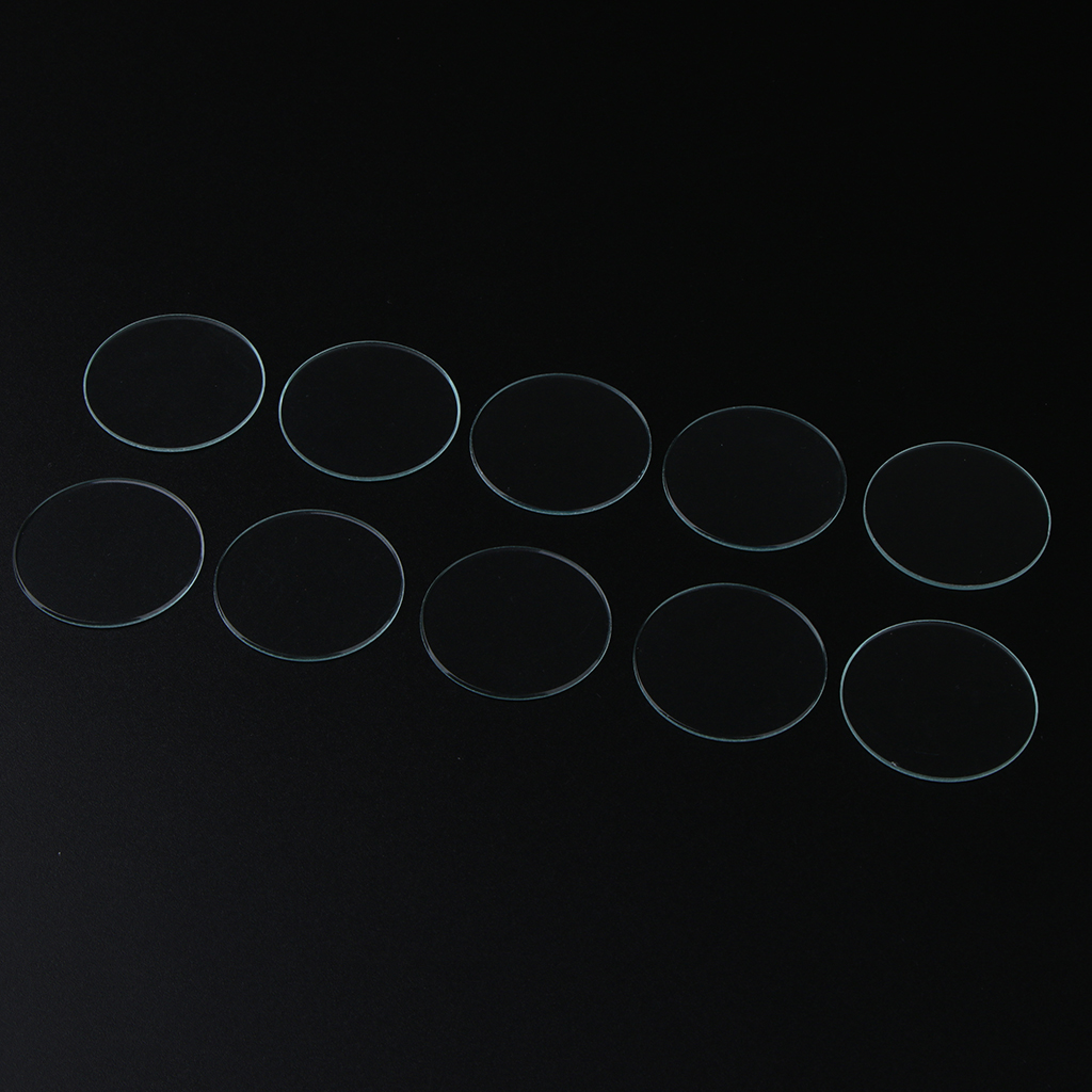 10 Pieces Replacement 1mm Thick Flat Watch Crystal Mineral Glass Clear 40.5-45mm Diameter Assorted Size