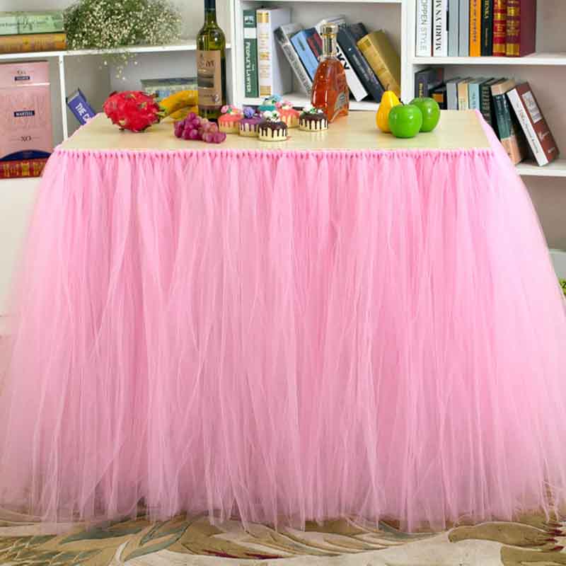 Tulle Tutu Table Skirt Tulle Tableware for Wedding Decoration Baby Shower Party Wedding Table Skirting Home Textile 91.5x80cm