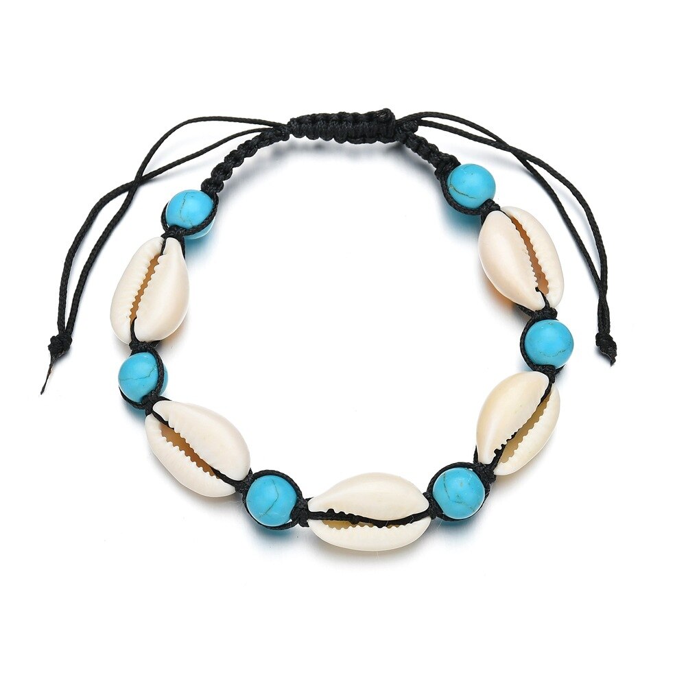 Della boemia di Mare Naturale shell braccialetti di Fascino Per Le Donne Degli Uomini di Estate spiaggia di sabbia A Mano Stringa di Corda catene Braccialetto Gioielli FAI DA TE: BR046