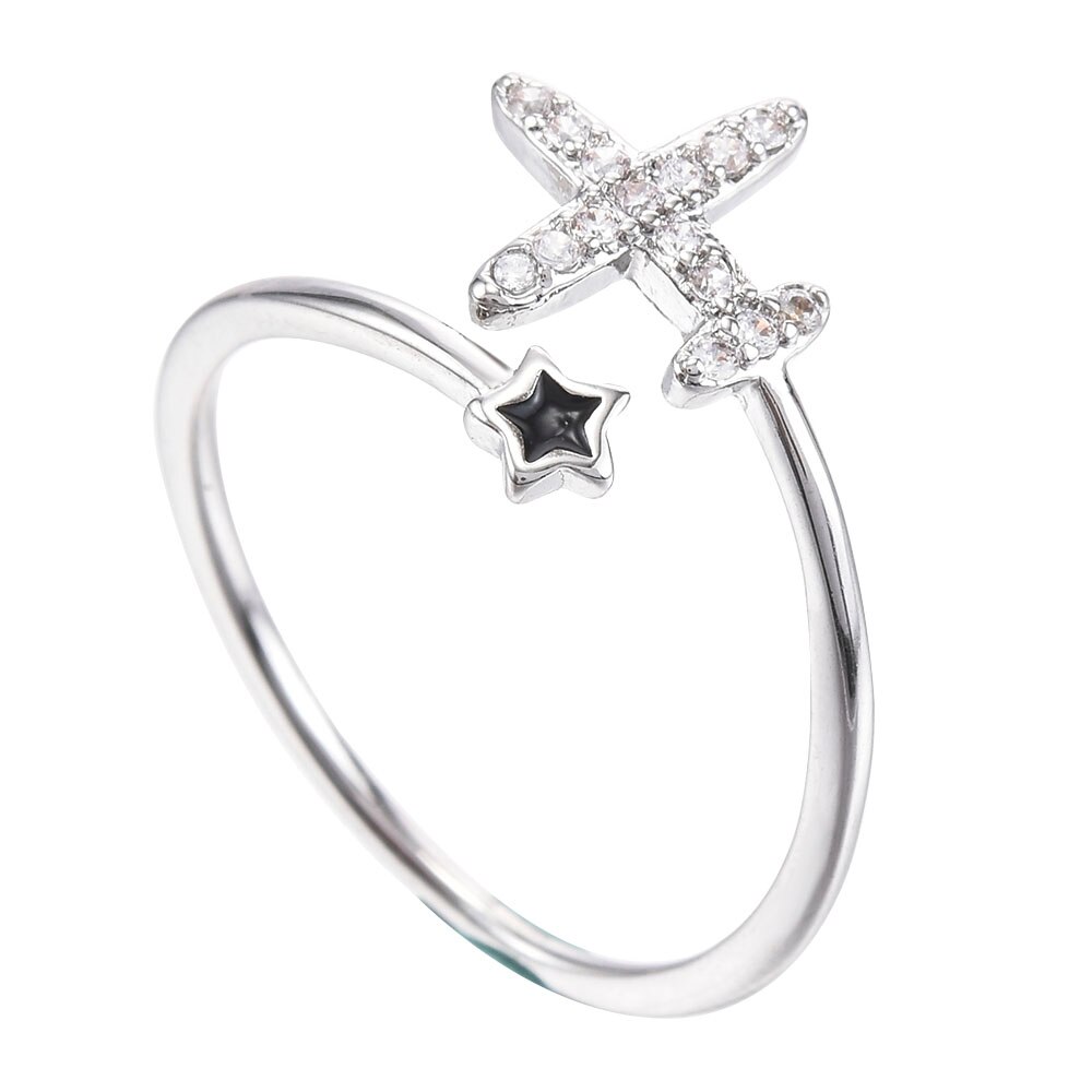 Bague en Zircon incrusté, anneau mignon, ajustable, Double couche, de saint-valentin, tendance