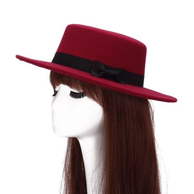 Märkes ull båtägare platt hatt för kvinnor & #39 ;s filt bred brättad fedorahatt laday prok pie chapeu de feltro bowler gambler topp hatt: 1