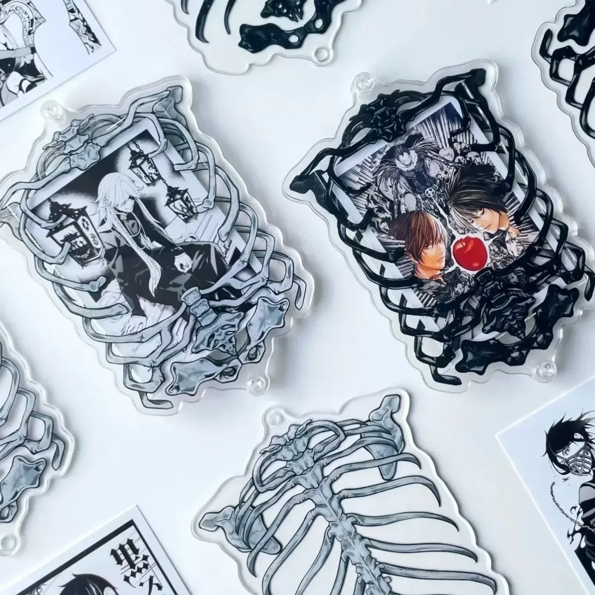 Mini marco de fotos de 3 pulgadas, 5,5x8,5 cm, tarjeta gótica, marco de exhibición acrílico Gumei, marco de fotos de esqueleto de calavera, puede acomodar el tamaño de la foto