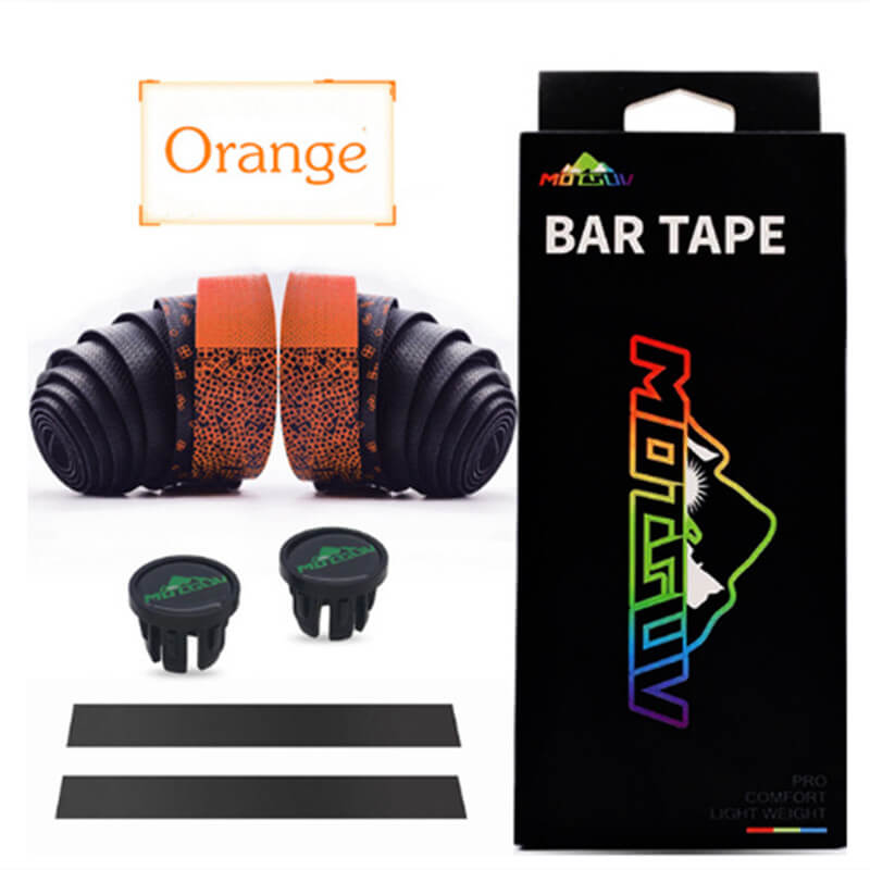 Landeveissykkel bar teip tetris seighet vibrasjonsdemping anti-vibrasjon eva pu bøyd styre bar teip pakke inn  +2 bar plugger: Oransje