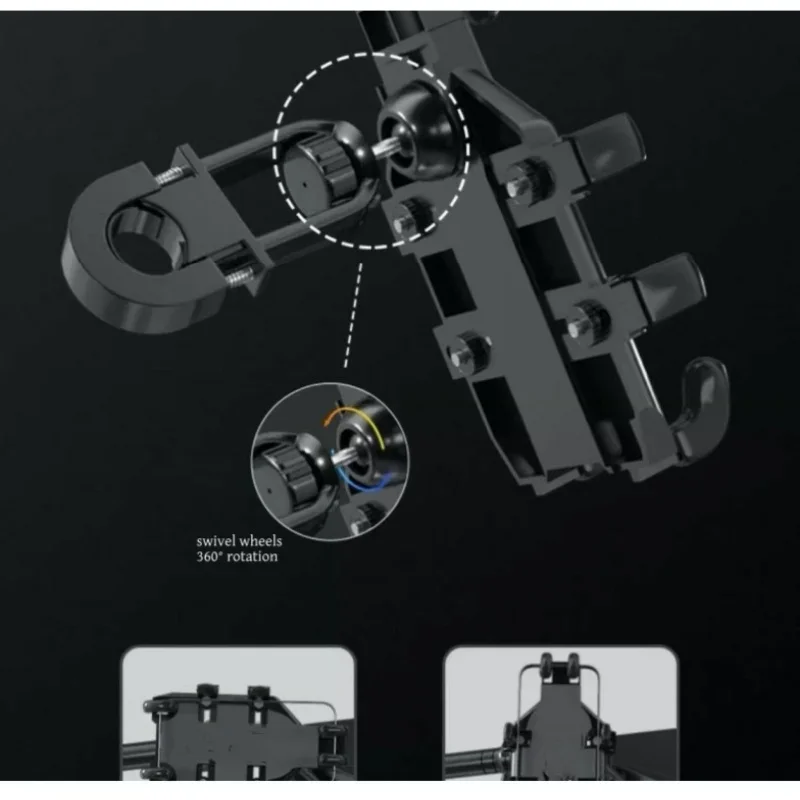 Motorcycle Phone Holder with 360° Rotation, Anti-Shake Motorcycle Phone Mount, Adjustable Handlebar Cellphone Holder for bikes