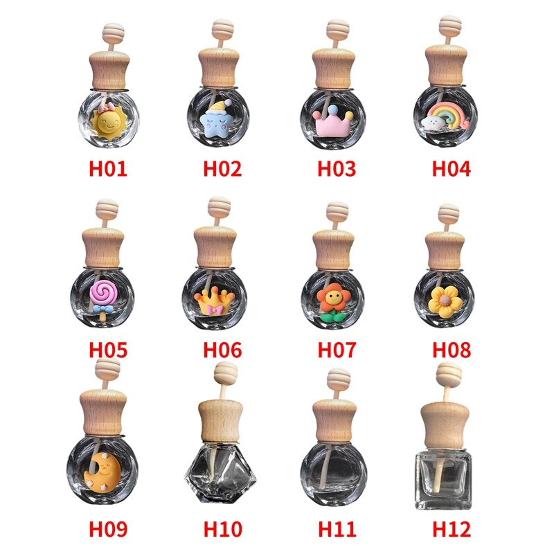 Bouteille de parfum de voiture vide en verre, désodorisant de voiture mignon, Clip de parfum, sortie d&#39;air, diffuseur d&#39;huiles essentielles d&#39;aromathérapie