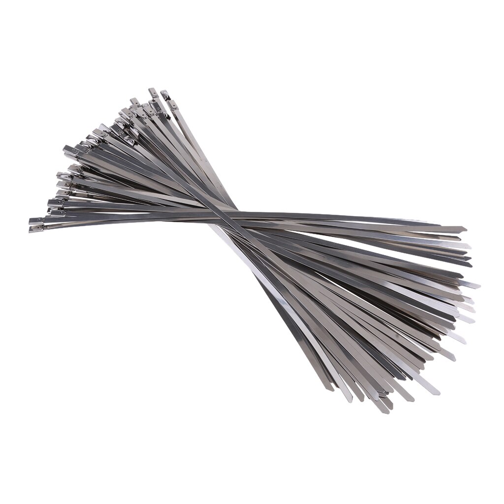 100Pcs Rvs Kabelbinders Voor Motorfiets Uitlaat Self Locking