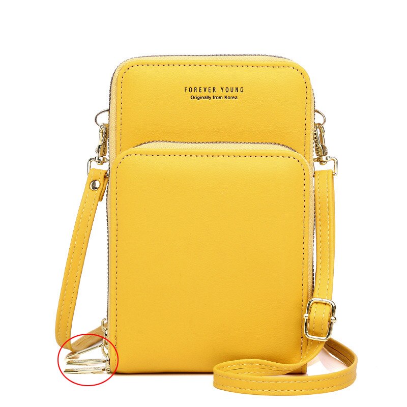 Small Shoulder Bag For Women Large Capacity Phone Pocket Card Purse Pu Leather Ladies Crossbody Bags Female Messenger: Yellow