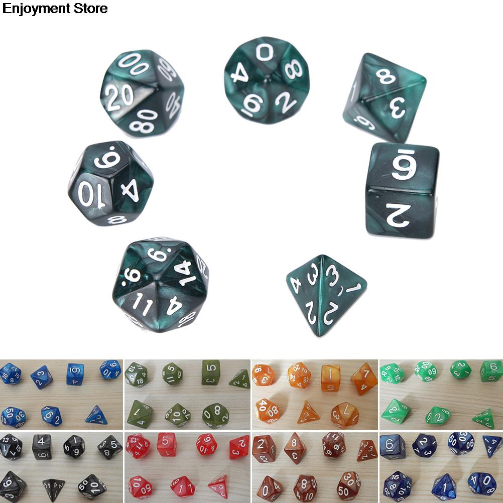 7pcs Dices DND D&D Games Set D10 Multi-Sided Gem Dice Die