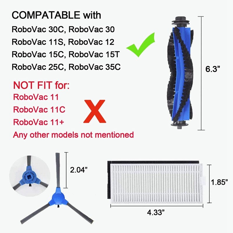 Für Eufy RoboVac 11S/11S Max 30C 15C 35C Vakuumfilter Bürste