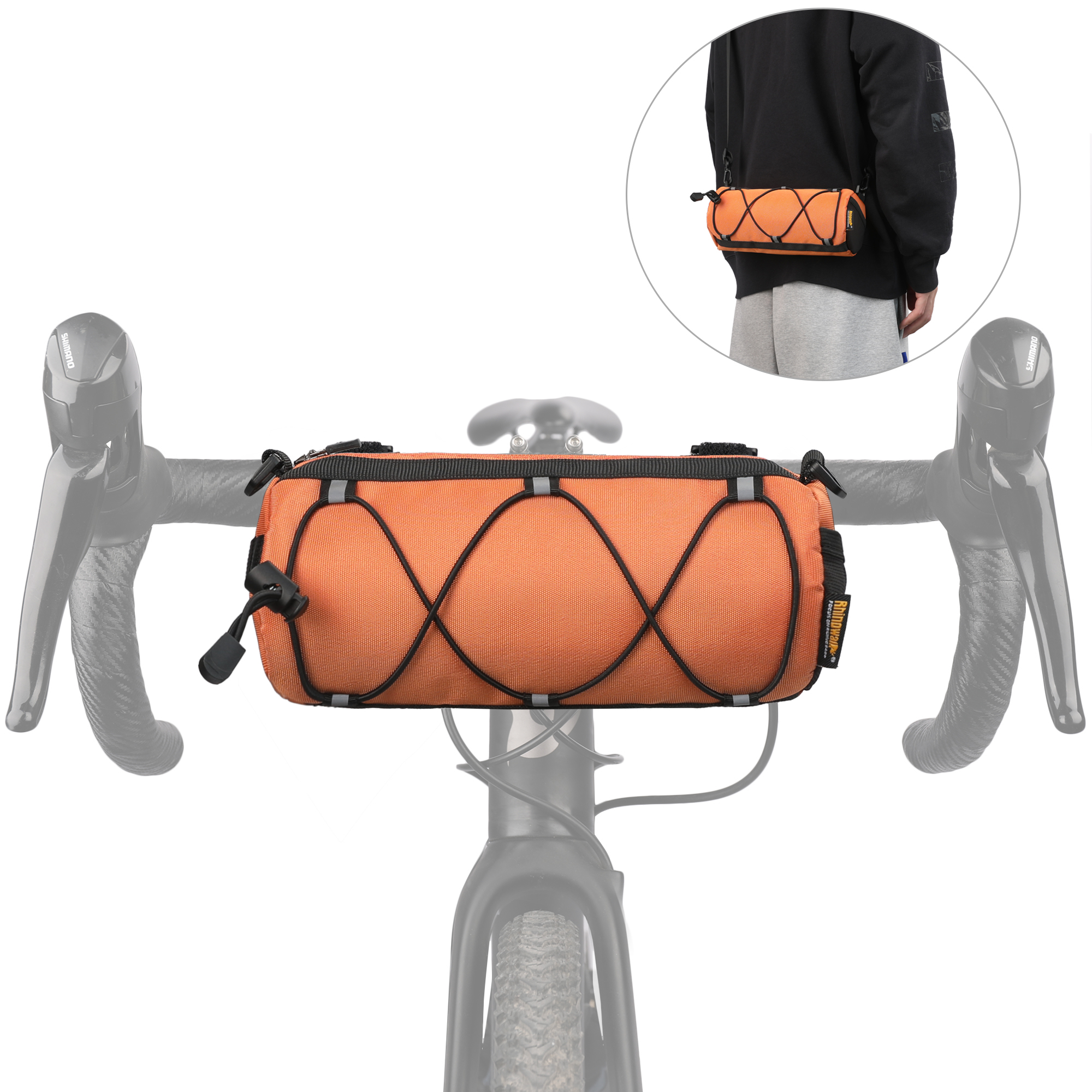 Rhinowalk Fahrradtasche, Lenkertasche, 2,4 l, großes FassungsvermöGen, reflektierende Fahrradtasche oder andere Farben, MTB, Rennrad, Fahrradrahmen, Schlauchtasche
