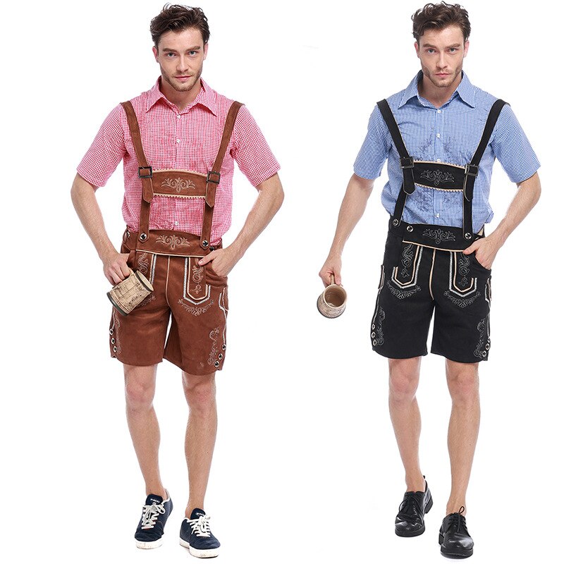 Oktoberfest Traje Cosplay Adulto Homens Calças Suspensórios Lederhosen Bavarian Beer Festival Alemão Octoberfest Trajes de Halloween