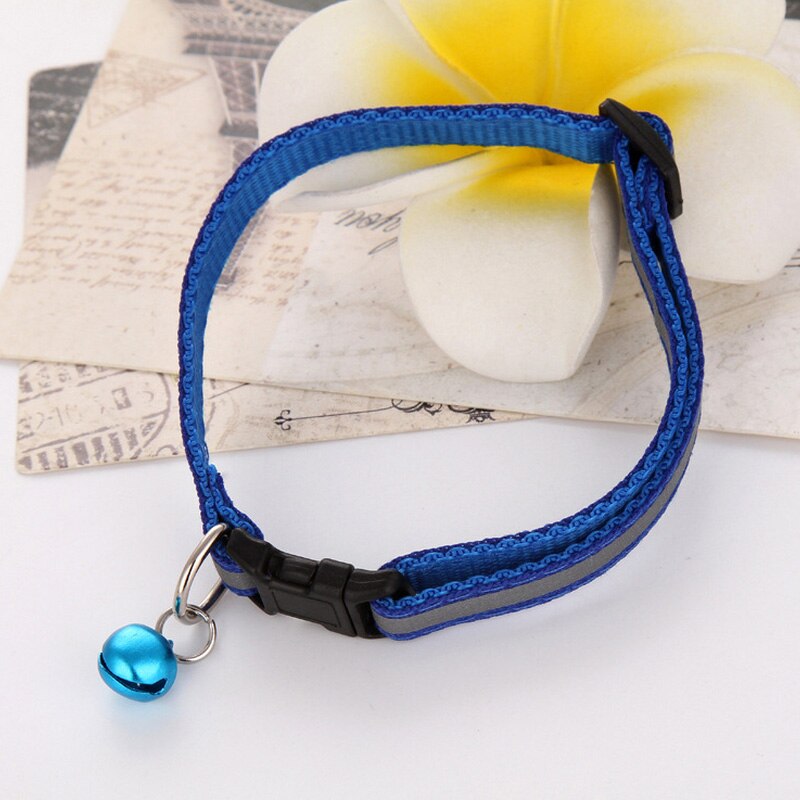 Venta de Collar lindo perro hebilla Correa con campanilla correa ajustable noche brillante reflectante Collar de seguridad para mascotas: Blue