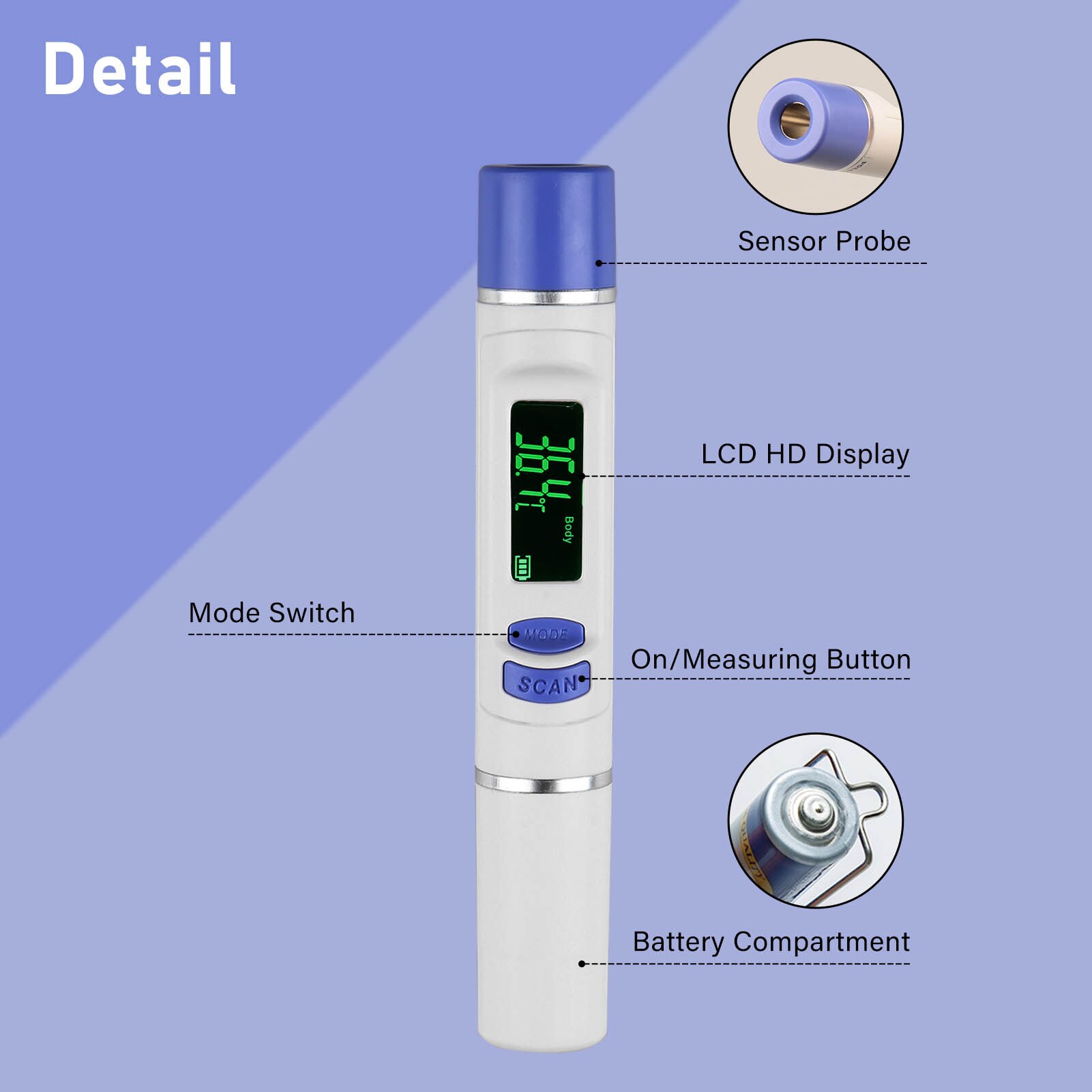 Mini Draagbare Digitale Thermometer Infrarood-Thermometer Non-Contact 1S Quick Meting 3 Temperatuur Modi Body Kamer Oppervlak