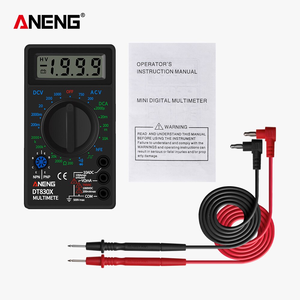 ANENG DT830X LCD Display Digital Multimeter Voltmeter Ammeter Ohmmeter DC Current Tester Handheld Fault Buzzer Test Machine