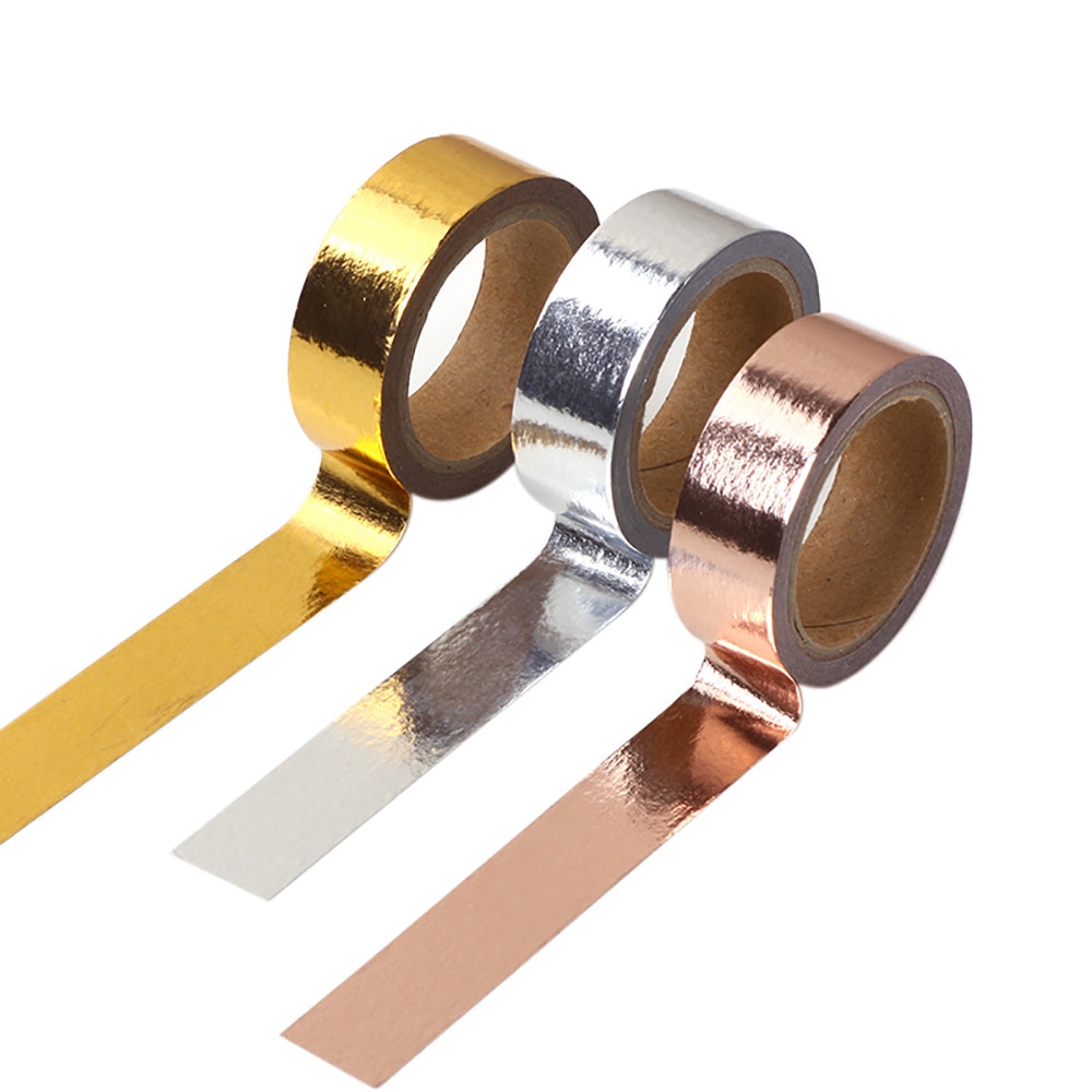 1PC Metallic Washi Tape Gold Silver Washi Masking Tape Collection DIY Scrapbooking Journaling Arts Crafts Tapes School Supplies