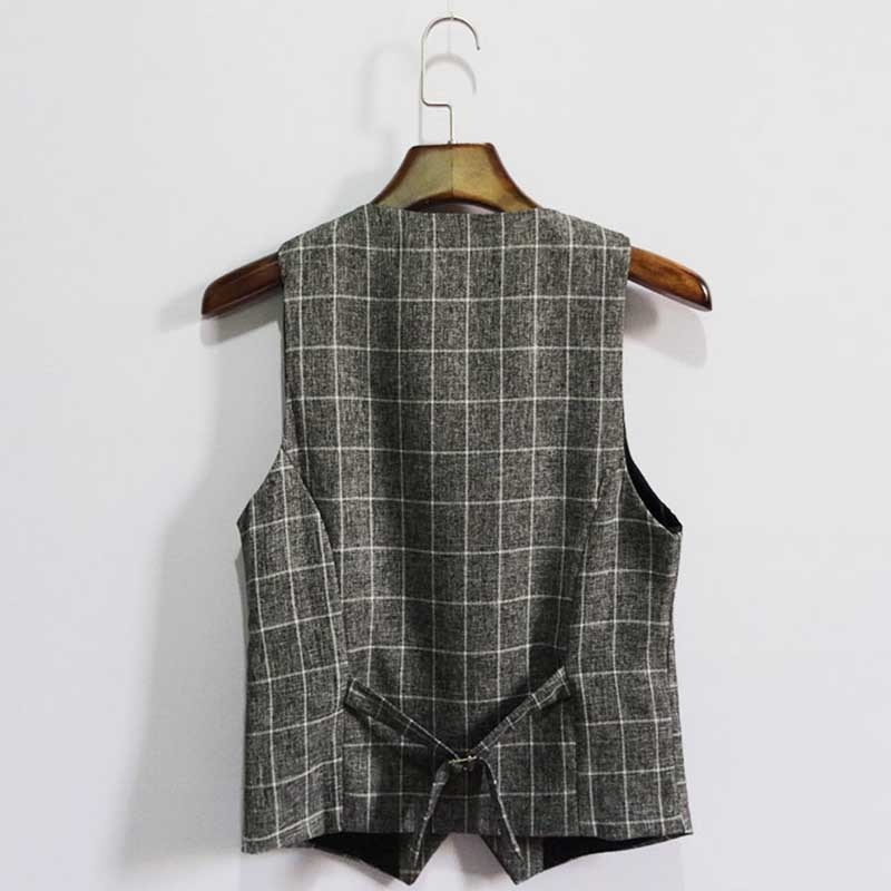 Gilet de costume Slim Vintage anglais pour hommes, gilet d&#39;affaires, gilet coréen à carreaux, vêtements pour hommes 7XL