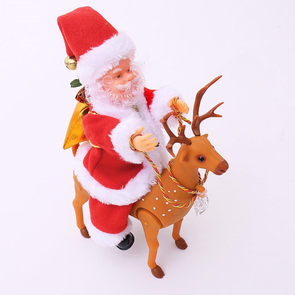 Creatieve Santa Pop Met Paardrijden Herten Elektrische Muziek Speelgoed Xmas Ornament Decor Milieubescherming En Duurzaamheid