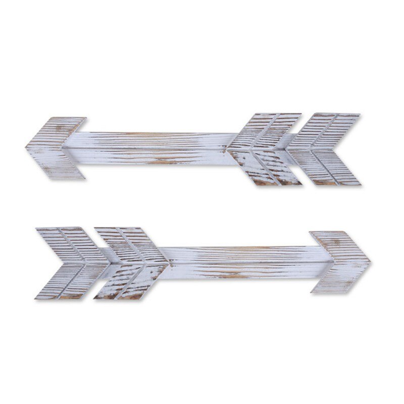 Lot de 2 flèche en bois signe décor mural flèche rustique décoration de la maison ferme maison tenture murale décor: white