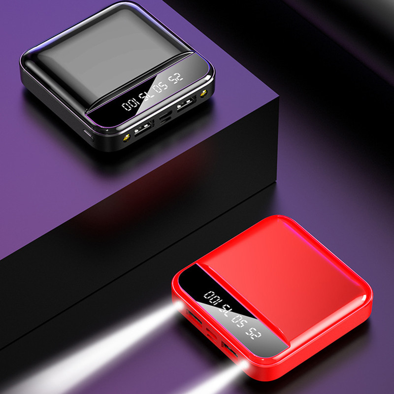 Mini Power Bank 30000mAh Portable Phone Charger Outdoor Travel Powerbank LED Light Poverbank LCD Digital Display for Smartphone